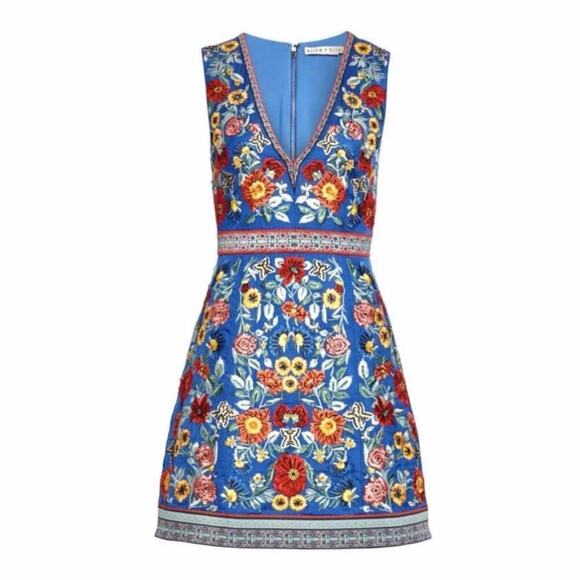 Alice + Olivia Dresses & Skirts - Alice + Olivia Patty Riviera Floral Embroidered A Line Mini Dress Size US 8